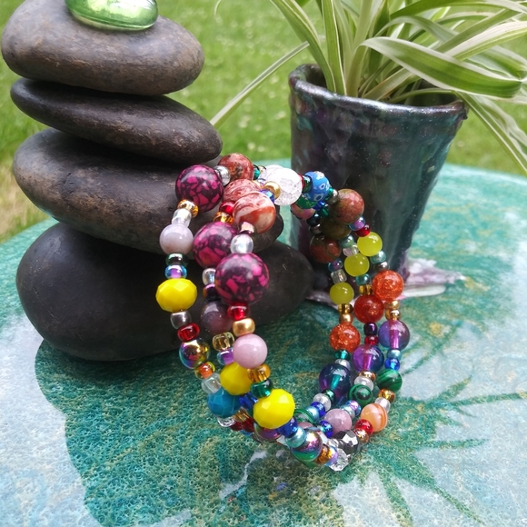 AGATE HOWLITE Crystals Gemstone Bracelet Handmade Beaded Festival Gift Beads - Picture 8 of 17